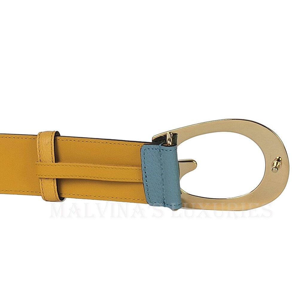 GUCCI BELT 709954 G LOGO BUCKLE TWO TONE LEATHER NEW - Picture 11 of 14